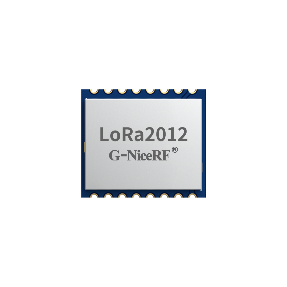 LoRa2012 LoRa無線通信模塊正面，帶金屬屏蔽罩和G-NiceRF標(biāo)識